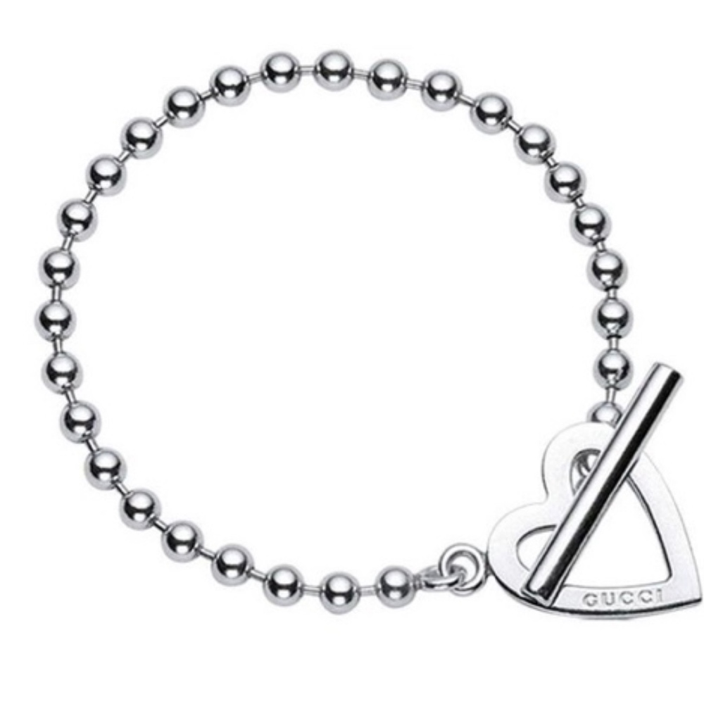 NEW W/BOX Gucci Toggle Heart Bracelet, Silver